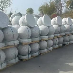 九江 白麻花岗岩石材圆球，石球，挡车球，隔离球，景观石球，风水球等