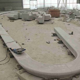 九江 芝麻白花岗岩弧形花坛石，坐凳石