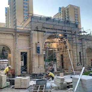 九江 黄金麻荔枝面花岗岩小区门楼外墙干挂