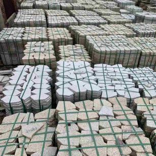 九江 黄金麻白麻花岗岩荔枝面地铺石(冰裂纹)