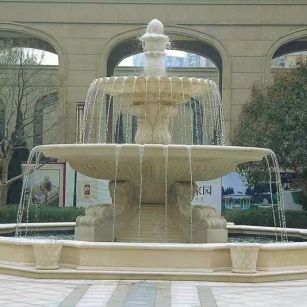 九江 黄金麻花岗岩异型加工——户外庭院石雕流水喷泉