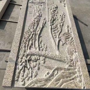 九江 黄金麻雕刻板浮雕迎客松