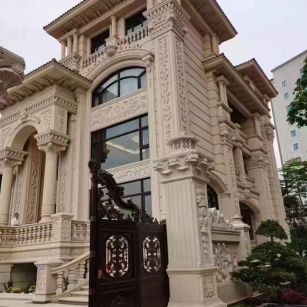 九江 黄金麻花岗岩别墅外墙干挂效果展示