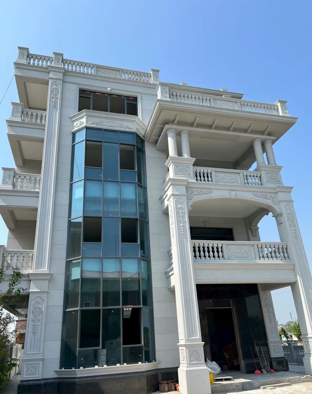 九江 白麻花岗岩别墅外墙干挂效果展示