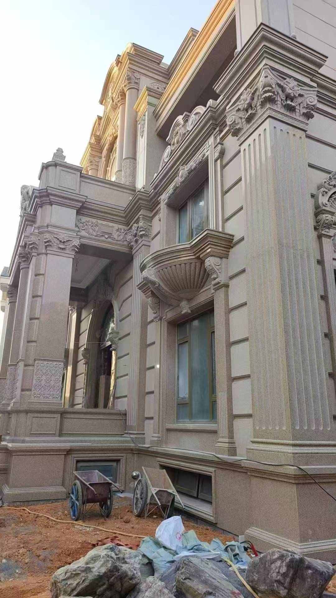 九江 黄金麻花岗岩光面别墅外墙干挂施工完成