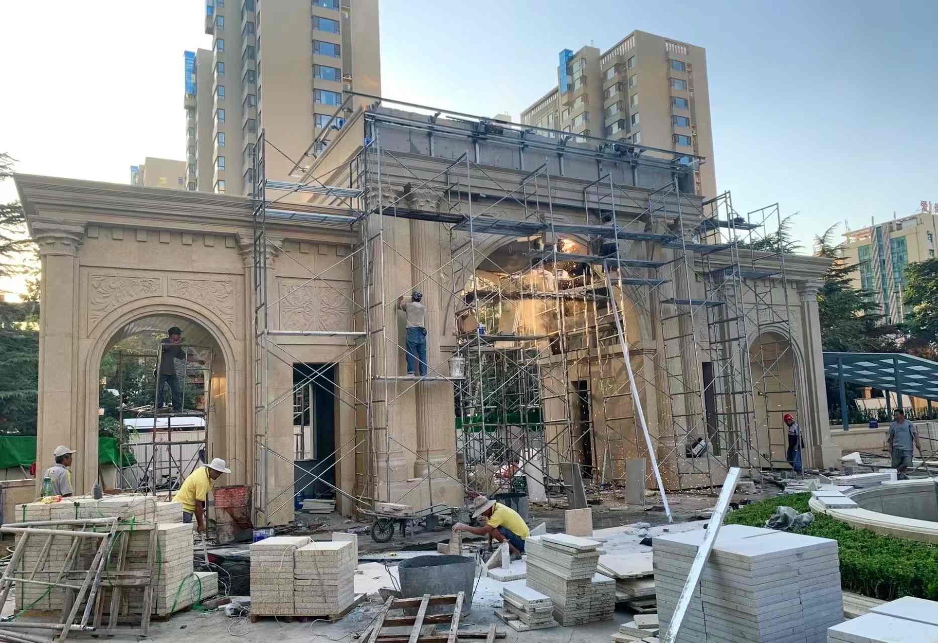 九江 黄金麻荔枝面花岗岩小区门楼外墙干挂